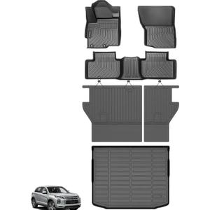 Floor Mats for Mitsubishi Outlander Sport 2011-2024, Outlander Sport Floor Mats Full Set Custom Fit Floor Liners & Backrest Mat & Cargo Liner, TPE Summer Winter Non-Slip Waterproof Mats Accessories