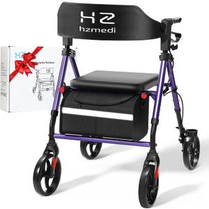 Rollator Walker for Seniors with seat Adjustable Height 8" Wheels
