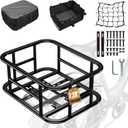 Rear Bike Basket Large Capacity - 210LBS Heavy-Duty Cargo Basket, All-Weather E-Bike & Scooter Accessories with Cover, Perfect for Grocery Hauls, Pet Transport & Commuting