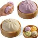 2PCS Squishy Dumpling Mystery Dumpling Squishy, Dumplings Toy for Stress Relief, Large Squeeze Dough Ball Stress Relief Toy for AdultsWhite & Purple