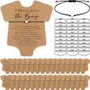 Chuangdi 50 Sets Baby Shower Favors for Guests Cute Heart Bracelets Wish Card Bracelets for Gender Reveal Party Gifts (Pure wood)