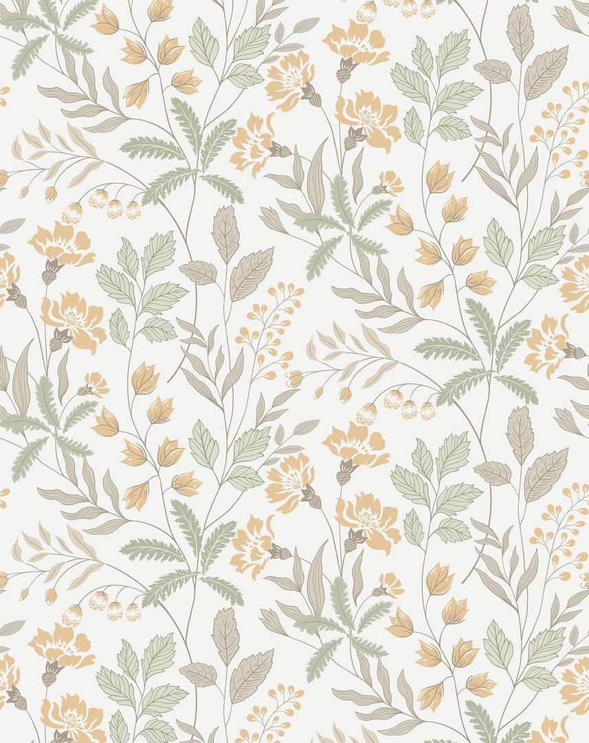 Rugreat Modern Floral Wallpaper Peel and Stick Boho Leaf Flower Contact Paper for Cabinets Self Adhesive Removable Wallpaper for Bathroom Waterproof Botanical Contact Paper Colorful 197inL 17.3inW