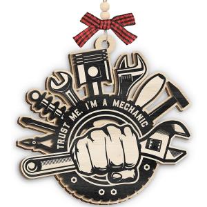 5 x Mechanic Ornament 2025 - Mechanic Christmas Ornaments, Car Christmas Ornament, Gifts for Mechanics, Men, Husband - Wooden Tool Ornaments for Xmas Decorations