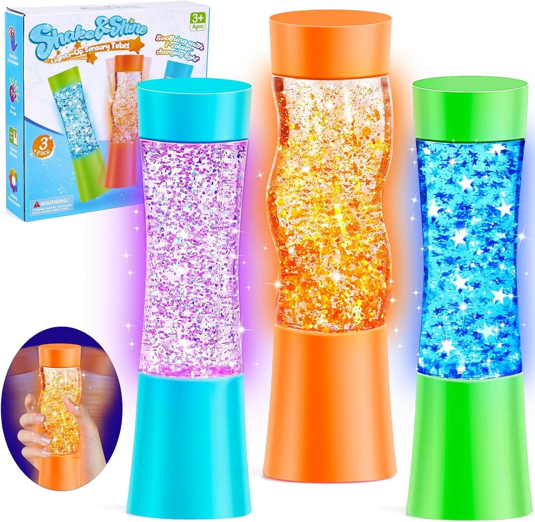 Subao 1 Pack Light Up Sensory Tubes Anxiety Relief Items,Fidget Toys for Kids & Adults,Sensory Toys for Kids with Autism Calm Down Corner Supplies,Preschool & Kindergarten Classroom Must Haves
