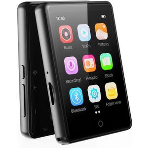 64GB MP3 Player with Bluetooth 5.3,Portable MP3 Player with Speaker for Kids with HiFi Lossless Sound Music,2.8 in Full Touchscreen,FM Radio,Voice Recorder,Supports Up to 128GB TF Card (Black)