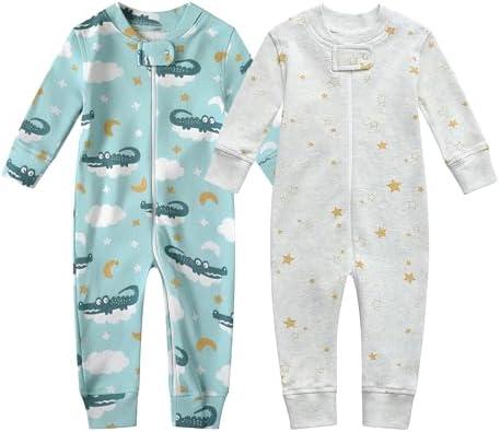 Owlivia Organic Cotton Baby Boy Girl Zip up Sleep 'N Play Pjs, Footless, Long Sleeve Size 3