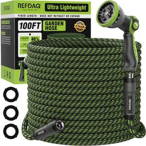 Garden Hose, Flexible Ultra Lightweight Durable, Kink-Free Water Hose with 10 Function Sprayer - Non-Shrinking, Easy to Store, All-Weather, High-Pressure (100 FT)