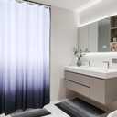 3 PCS Black and White Shower Curtain and Rug Sets with 12 Hooks, 71 x 71 Waterproof Ombre Bathroom Shower Curtains Set for Hotel Bathroom Decor