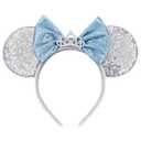 XINXIYAN Mouse Ears Headbands for Women Glitter Sequin Mouse Ears Bow Headband Birthday Party Princess Decoration (Silver)