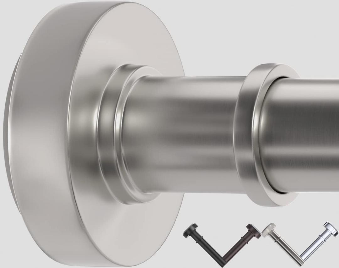 Brushed Nickel Tension Shower Curtain Rod – Adjustable 18-102 Inches, Fits 20-101 Inch Spaces, No Drill Rust Resistant Spring Rod for Bathroom, Kitchen, Bedroom, Balcony