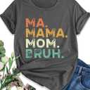 EUOW Mama Tshirt for Women Cute Mom Mother's Day Graphic T Shirts Boho Casual Grandma Tee Tops, Mother-1203, S