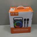 Karaoke Machine, Portable Bluetooth Speaker with 2 Wireless Microphones for Adults & Kids with Lights, Karaoke Microphone with PA System Supports USB/TF/FM/AUX for Home Party Home System Packages (Black)