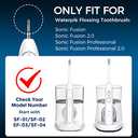 6 Pack Toothbrush Replacement Heads Compatible with WaterPik Sonic Fusion 2.0, FitMount Flossing Brush Head Fit for Water-Pic SF-01W SF-02W and 2.0 SF-03 SF-04 (White)