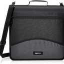 Amazon Basics Durable 3 Ring Binder with Zipper and Strap, Multiple Pockets, Sturdy Storage for School and Office, 3 inch, Black