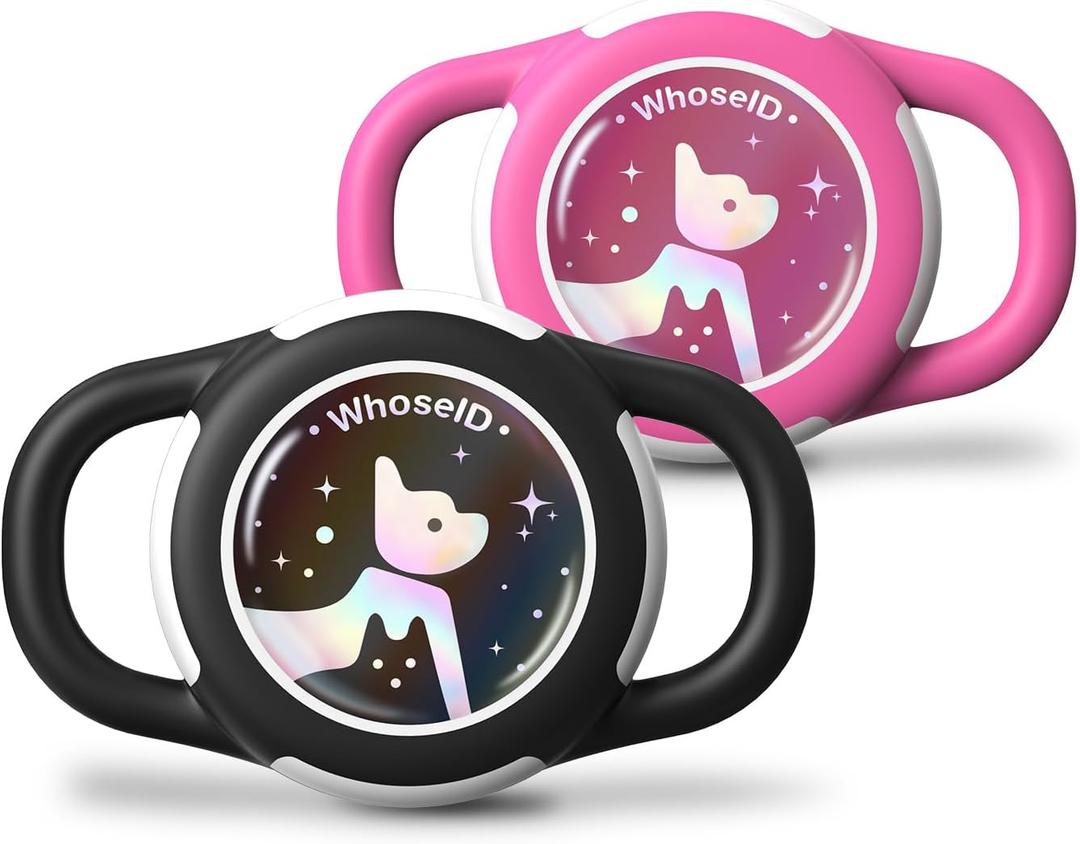 Waterproof Airtag Dog Collar Holder, Silicone & ABS Airtag Holder for Dog & Cat Collars, Ultra-Durable, Lightweight and Protective Airtag Case (Black&Rose-1, Small)