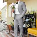 WEEN CHARM Men's Suits Slim Fit 2 Piece Two Button Blazer Wedding Prom Tuxedo Single Breasted Jacket Pants Set (XX-Large, Light Grey)