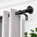 KAMANINA Black Curtain Rods for Windows 48 to 84 Inches (4-7ft) Heavy Duty Curtain Rods, 7/8 Inch Adjustable Decorative Drapery Rods Set with Modern Finials