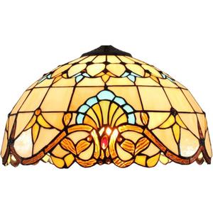 16 Inch Baroque Lamp Shade Replacement Only Tiffany Style Stained Glass Lampshade Retro Pastoral Lamp Cover Accessories Fit for Table Lamp Pendant Light Ceiling Light Floor Lights,Beige