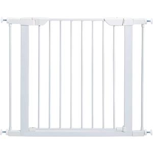 MidWest Homes for Pets 29-Inch High Walk-Thru Pressure Mounted Steel Dog Gate, Expands to 38 Inches Wide, Includes 3-inch Extensions, White