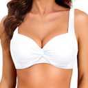 Women Underwire Bikini Top - 2025 Push Up Swimsuit Tops Padded Bra Bathing Suit (Large, White)