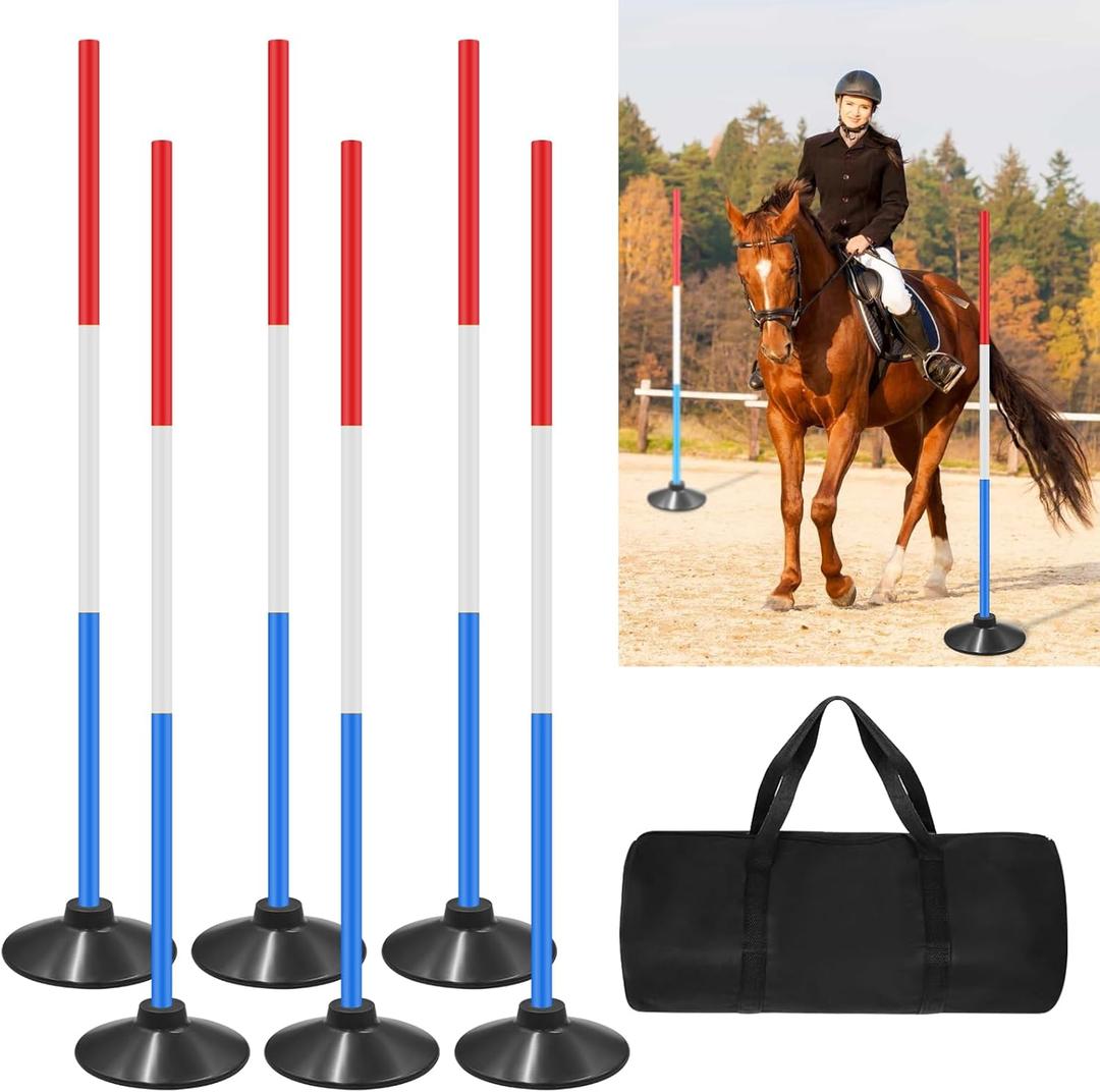 6 Set Pole Bending Poles for Horses 6FT Adjustable Training Equipment for Horses Football Basketball Speed