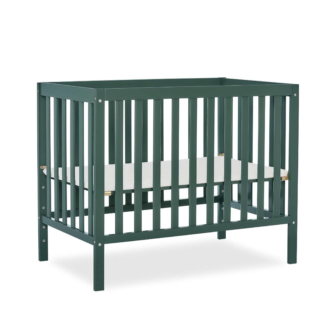 Dream On Me Edgewood 4-in-1 Convertible Mini Baby Crib in Olive GreenGuard Gold & BSA, Non-Toxic, Compact 40×25×33″ Design, Converts to Mini Daybed & Twin Bed (Rails to Buy) 1″ Mattress Pad