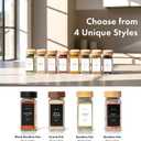 EDELHAUS Square Spice Jars with Bamboo Wooden Lid (Pack of 24) Spice Jars with Shaker Insert and 240 Labels - Bamboo Lid Glass Container for Spice Organisation [4.3 in 1.8 in]
