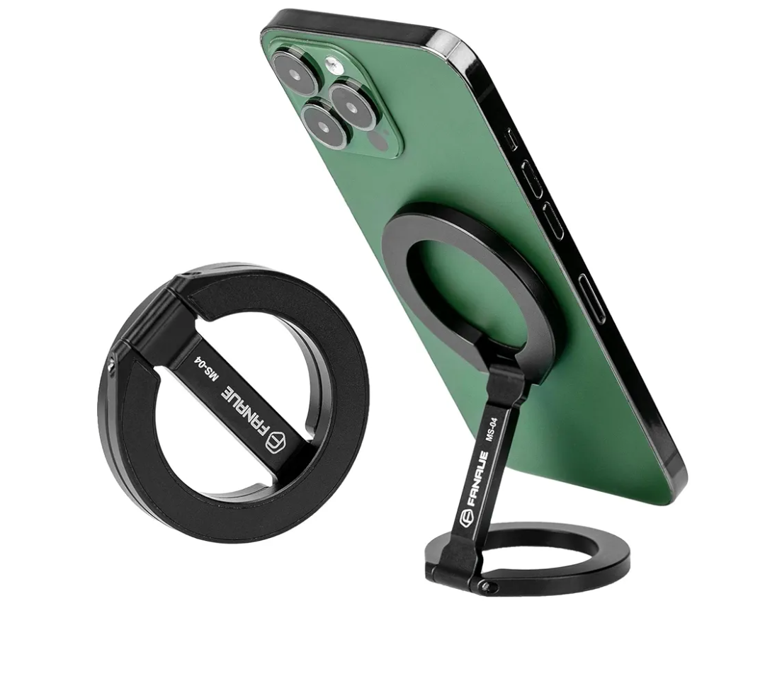 Double Magnetic Ring Phone Holder â€“ Quick Attach to Any Iron Surface | Swivel & Tilt Adjustable | Compatible with iPhone 16/15/14/13/12 (MS-04)