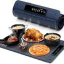 Warming Mat for Food, Fousixdi Electric Warming Mat Full Surface with 4 Temperature Levels, Auto Shut-Off, Timer Function, Fast, Even Heating Silicone Food Warmers for Buffets, Parties & Everyday Use (Blue)