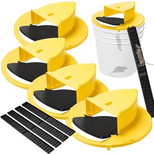 Mouse Trap Cylinder Lid, 5 Gallon Cylinder Lid Mouse Rat Trap, Multi-Catch, Auto Reset, Reusable Mice Trap Lid for Indoor Outdoor Use (4)