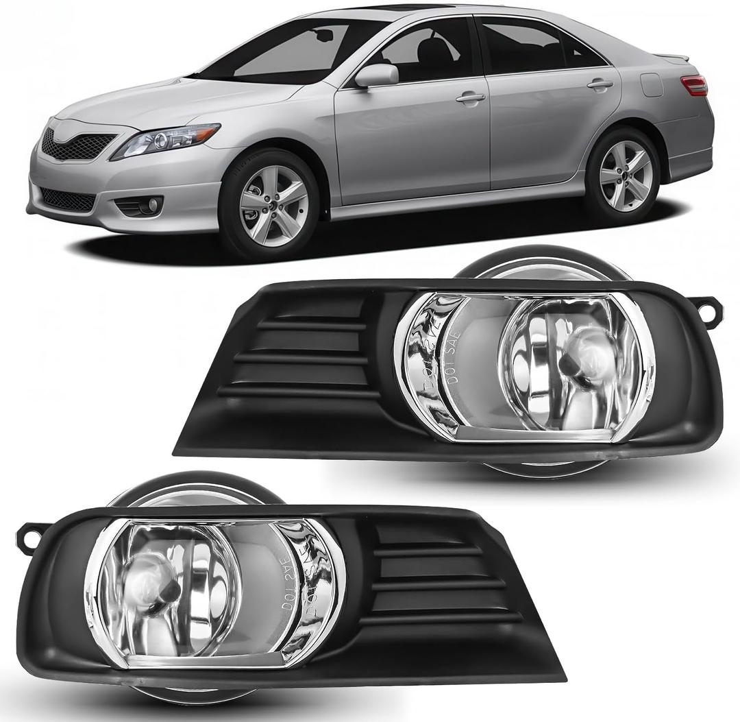 Nilight Fog Lights Assembly Compatible with 2007 2008 2009 Toyota Camry Clear Lens Driver and Passenger Side w/H11 12V 55W Bulbs