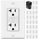 30 Pack GFCI Outlet 20 Amp, Non-Tamper Resistant, Decor GFI Receptacles with LED Indicator, Ground Fault Circuit Interrupter, Wallplate Included, ETL Listed, White