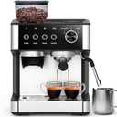 Joy Pebble 15 Bar Espresso Machine with Grinder & Milk Frother, All-in-One Coffee Maker for Home Baristas, 30-Position Grinder, 2.9L Removable Tank,for Cappuccino Latte