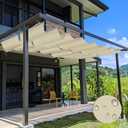 Outdoor Retractable Pergola Replacement Shade Cover for Patio Deck Shade Canopy Awning Polyester Waterproof Fabric Slide on Wire Wave Shade Cover 3’x16’ Beige