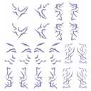 20 Pcs Kpop Theme Temporary Tattoos Cosplay Tattoos Stickers Kpop Themed Cosplay Accessories Holographic Waterproof Tattoo for Party(Purple)