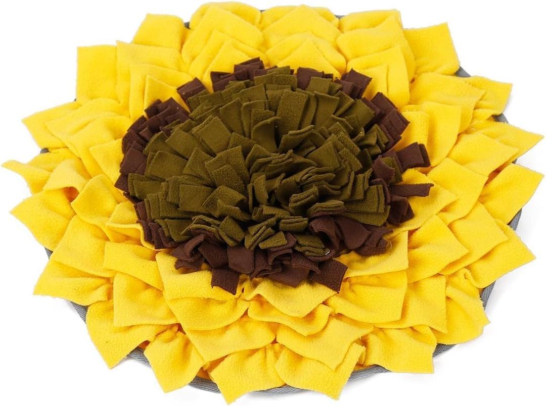 Snuffle Mat for Dogs Sunflower, Large Dog Snuffle Mat 19 x 19, Plush Enrichment Toy Slow Feeder, Mental Health Puppy Chew Toys to Keep Them Busy, Machine Washable, Snuffle Mat for All Breeds Sizes