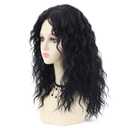 SEVENCOLORS Long Black Wavy Wigs for Women Natural Soft Hair Black Wig with Bangs Synthetic Fluffy Curly Wigs for Daily Party Cosplay