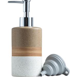 Ceramic Soap Dispenser Set for Hand Soap, Shampoo, Dish Soap, Conditioner, Includes Stainless Steel Pump and Silicone Funnel, 12 Oz, Modern Kitchen Decor