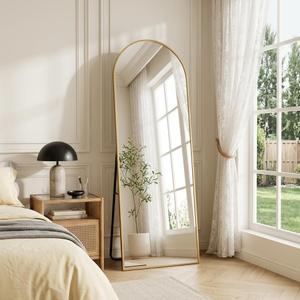 57"x17" Floor Mirror Full Length, Arched Full Length Mirror with Stand, Full Body Mirrors for Bedroom Living Room or Cloakroom Black