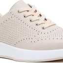 Women's Orthopedic Leather Dress Walking Shoes: Breathable Fashion Sneakers for Heel and Foot Pain Relief, Pregnant Plantar Fasciitis Walking Shoes for Metatarsalgia Apricot, Size 9.5