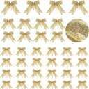 Waydress 36 Pieces Bow Decor, Christmas Tree Bow Ornament, Glitter Ribbon Bowknot for Wreath Garland, Party Crafts Home Decoration, 3 Sizes 4.3 x 4.7, 5.1 x 5.5, 6.3 x 6.7 Inch(Gold)