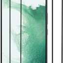 [2 Pack Tempered Glass Screen Protector Frontier Protective Protector for Samsung Galaxy S22 2022 Black with Fingerprint Sensor