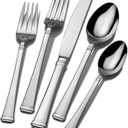 Mikasa Silverware Set For 11, Portola 55-Piece Flatware Set with Serving Utensils, Service For 12, 18/10 Stainless Steel Flatware, Dishwasher Safe, Knives Spoons and Forks (Silver, 55 pieces)