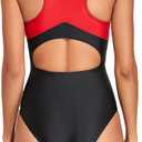 Womens Athletic One Piece Swimsuit Racerback Competitive Training Bathing Suit (L)