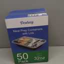 50 Pack (100-Piece) 32 oz Meal Prep Containers Reusable with Lids, Sturdy Leakproof & Food Safe, Microwave, Freezer, Dishwasher Safe Prep Containers, To Go Take Out Plastic Food Storage