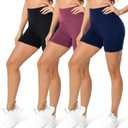 FULLSOFT High Waisted Biker Shorts for Women-5" Tummy Control Fitness Athletic Workout Running Yoga Gym Shorts (Small-Medium, Z-black, Navy Blue, Pink)