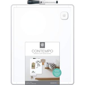 U Brands Contempo Magnetic Dry Erase Board White Board, 11" x 14" Inches, White Frame