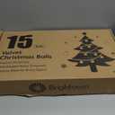 Brightown 15 Pcs Green Velvet Christmas Balls, 3.15 Inch Velvet Ornaments for Christmas Tree, Christma Tree Flocked Ornaments Balls for Family Holiday Wedding Party Xmas Hanging Decoration