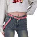 Y2K Aesthetic Colorful Faux Leather Belt, Adjustable Star Decor Dopamine Waist Belt Street Style for Female