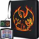 Card Binder with Sleeves, 4 Pockets Up to 400 Cards Binder Compatible with TCG Trading Cards, MTG Cards, Portable Waterproof Card Storage Bag with Sleeves for Game Cards Collection